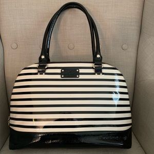 EUC Kate Spade Black and White Striped Bag
